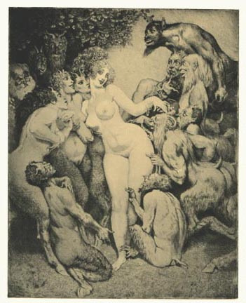Прелестные нимфы, козлоногие обольстители и демоны в картинах Нормана Линдсея 50