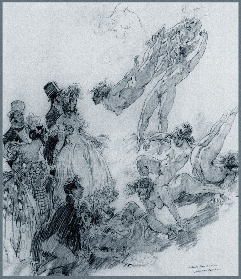 Прелестные нимфы, козлоногие обольстители и демоны в картинах Нормана Линдсея 53