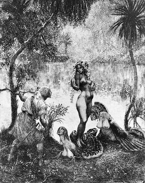 Прелестные нимфы, козлоногие обольстители и демоны в картинах Нормана Линдсея 57