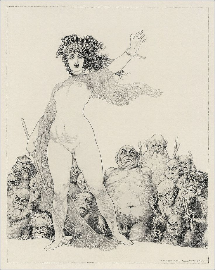 Прелестные нимфы, козлоногие обольстители и демоны в картинах Нормана Линдсея 76