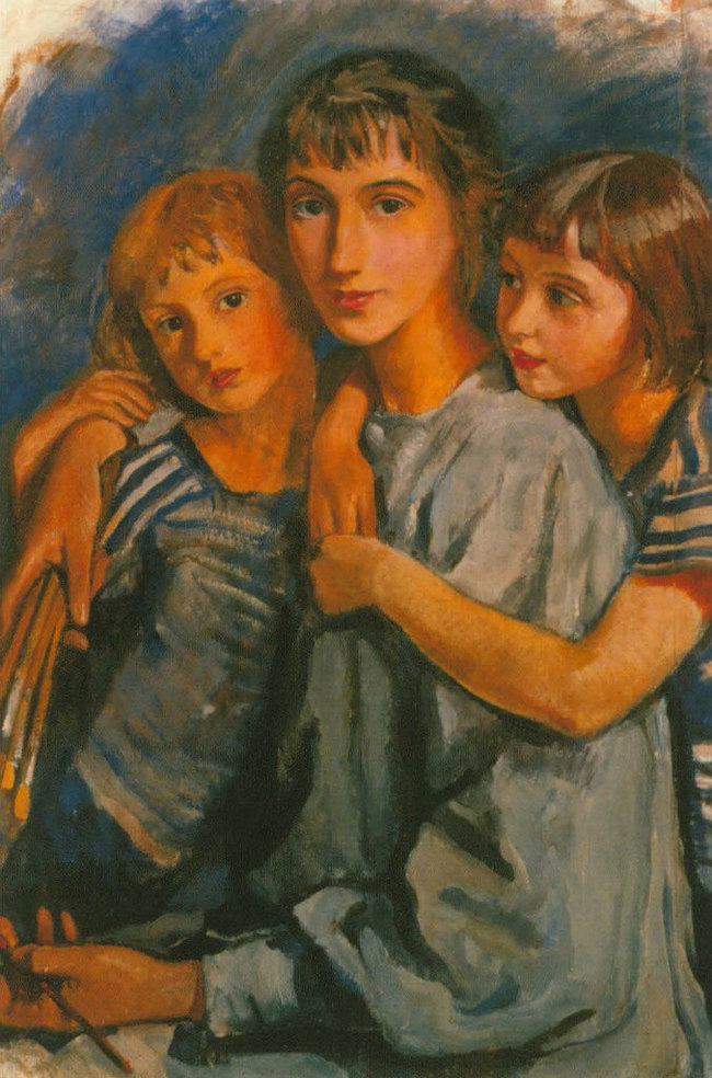 Автопортрет с дочерьми. 1921