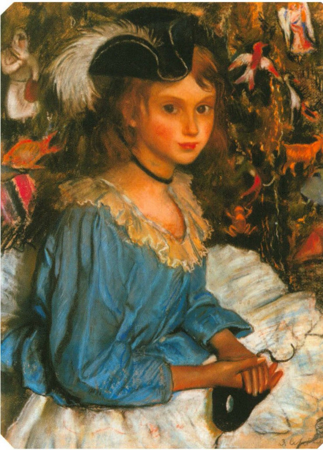 Катя в голубом у елки. 1922