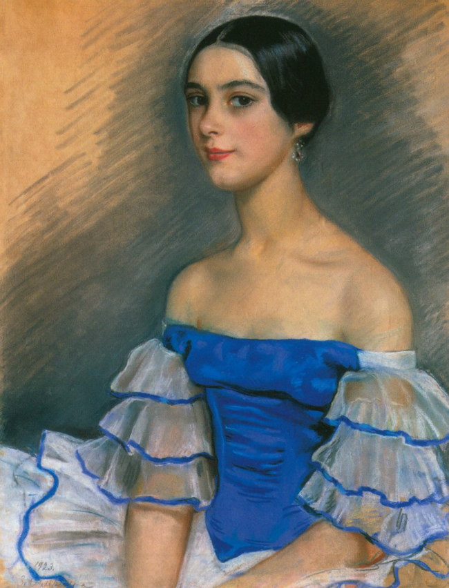 Портрет Е.Н. Гейденрейх в голубом. 1923