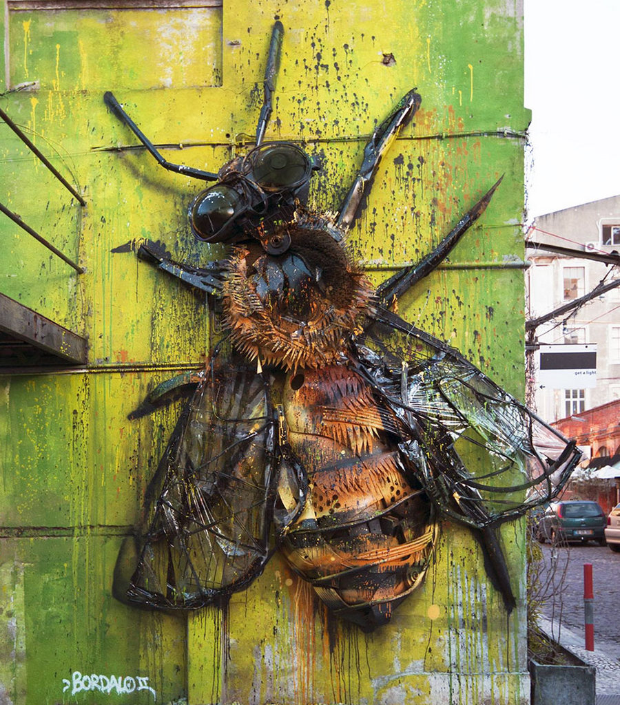 Уличный художник Артур Бордало образы животных из металлолома 12