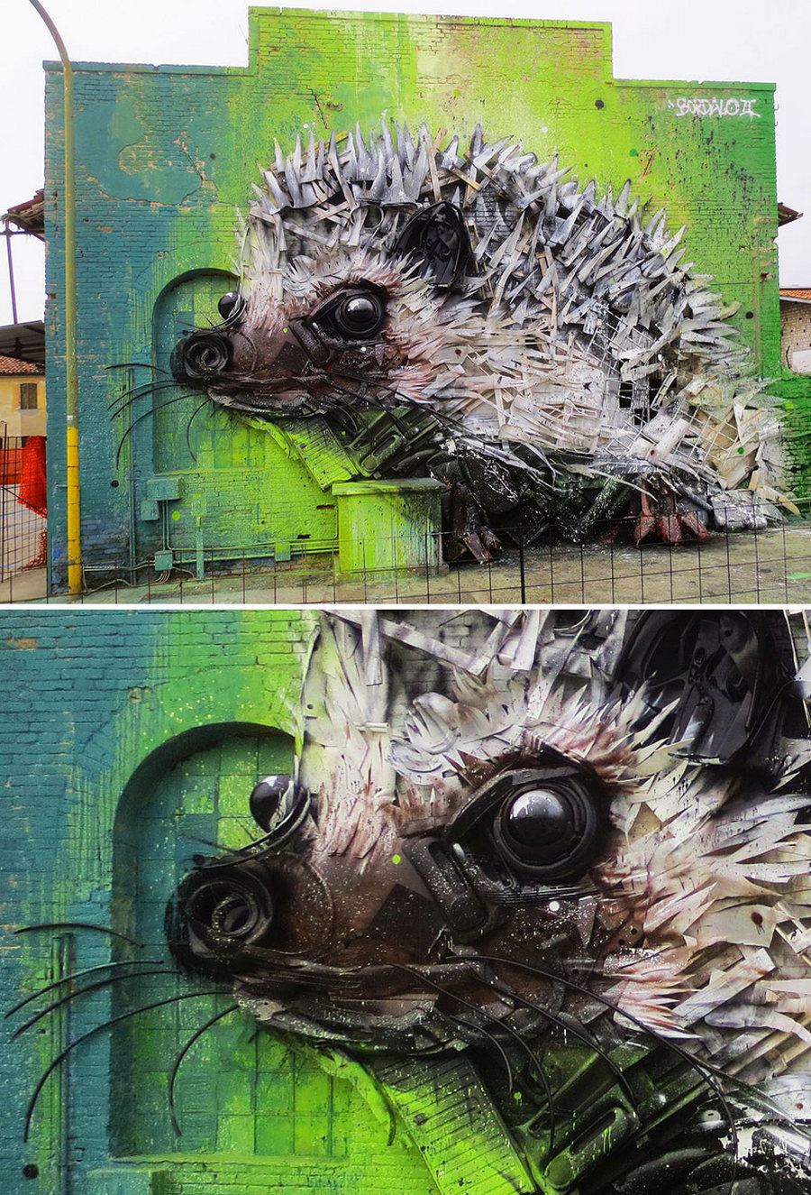 Уличный художник Артур Бордало образы животных из металлолома 3