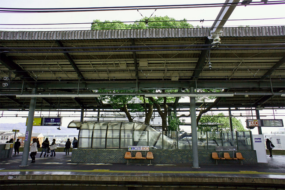 Японская ж/д станция вокруг старого дерева 4