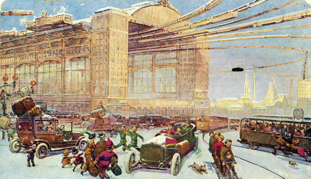 Москва в 23-м веке, какой её представляли художники в 1914 году  1