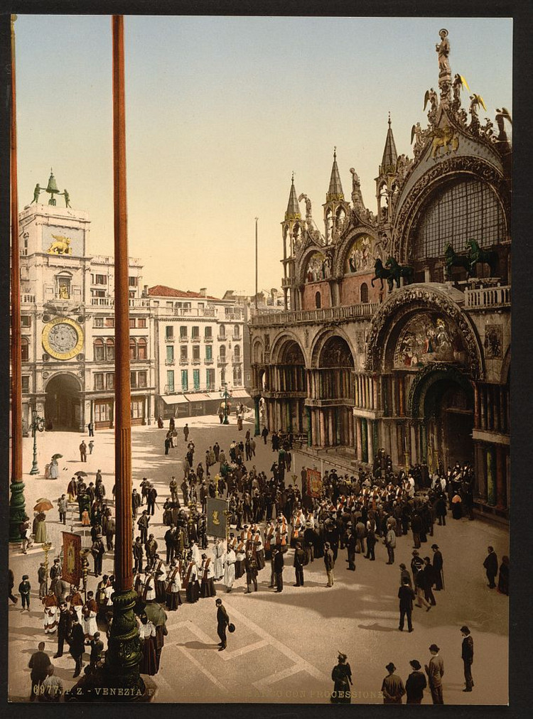 Цветные фотохромные ретро фотографии Венеция Италия 22
