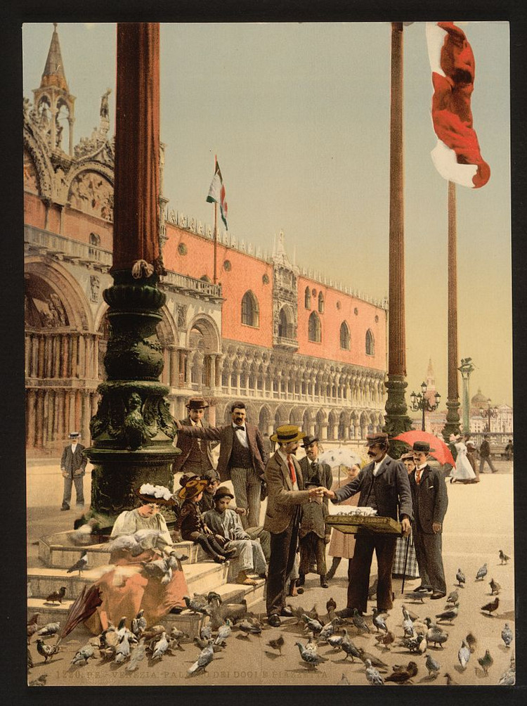 Цветные фотохромные ретро фотографии Венеция Италия 70