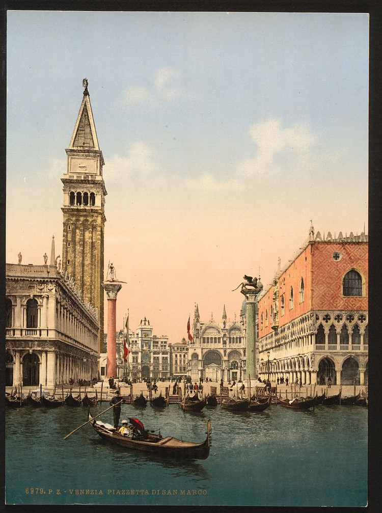 Цветные фотохромные ретро фотографии Венеция Италия 75