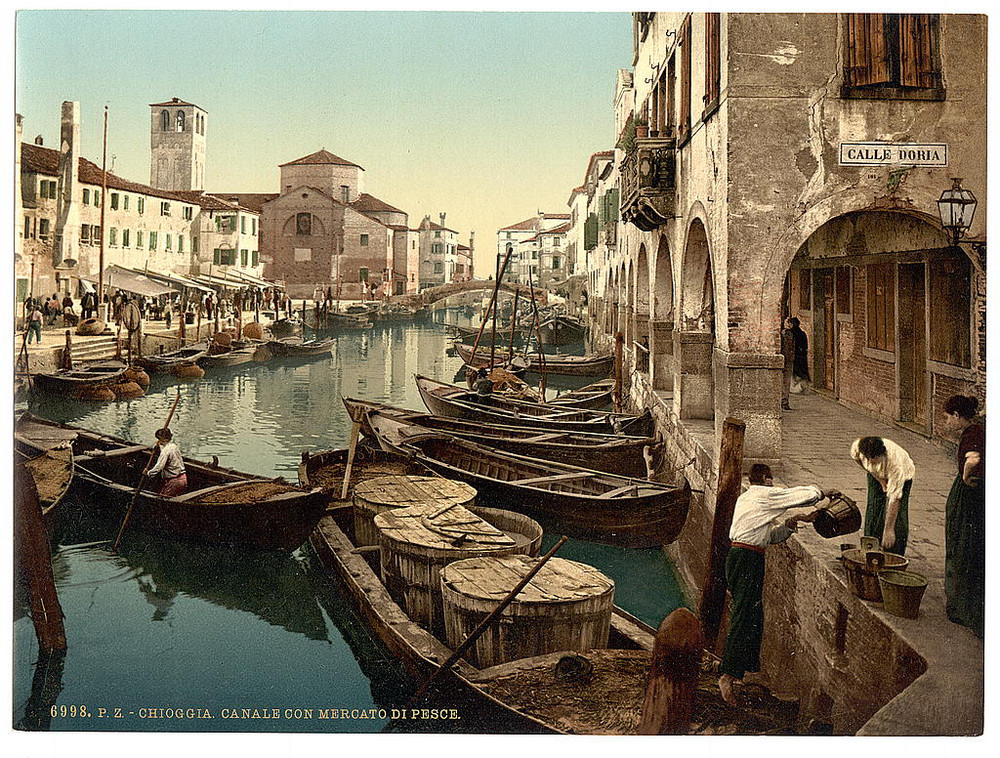 Цветные фотохромные ретро фотографии Венеция Италия 90