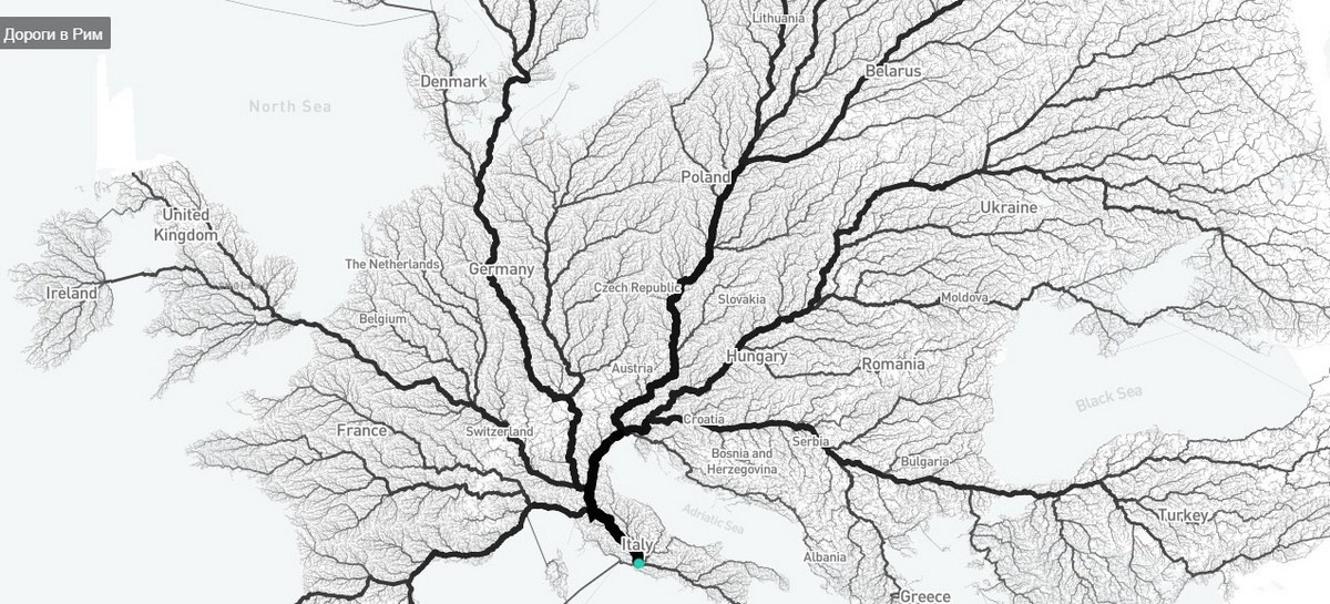 Интерактивная карта показывает, сколько дорог ведут в Рим 2