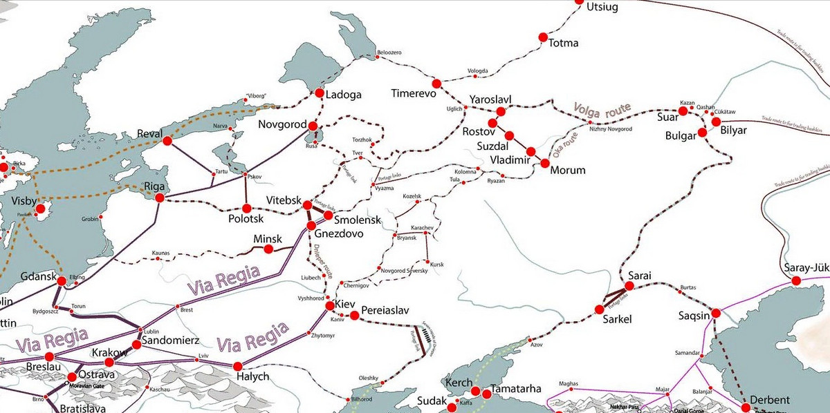 Детализированная карта торговых путей времён Высокого Средневековья 2