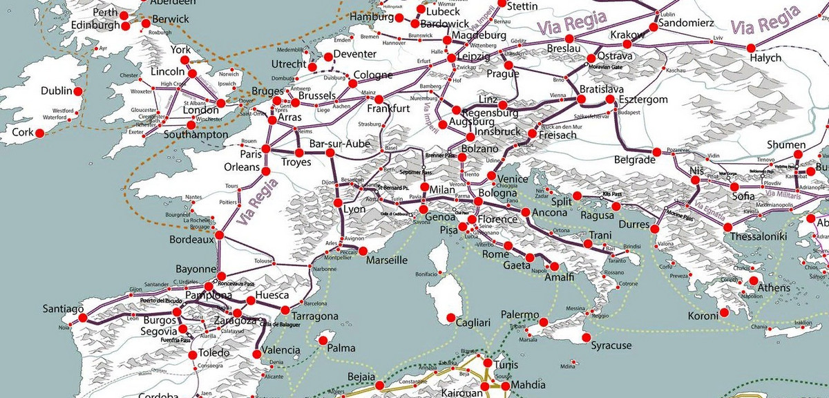 Детализированная карта торговых путей времён Высокого Средневековья 3