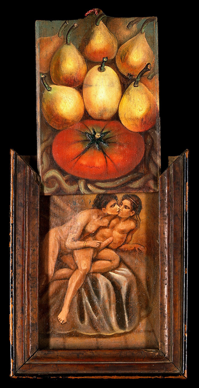 Картина с сюрпризом. Натюрморт из роз и фруктов со скрытыми эротическими сценами 6