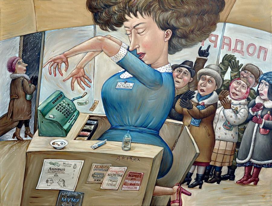 Картины Анжелы Джерих: добрая ирония в советском духе  42